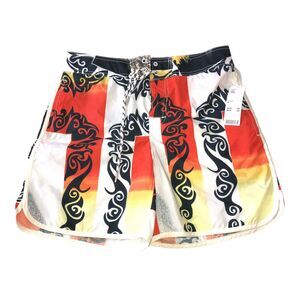 Urban Outfitters Mens Board Shorts Size Medium Swim Trunks Orange Black Yellow